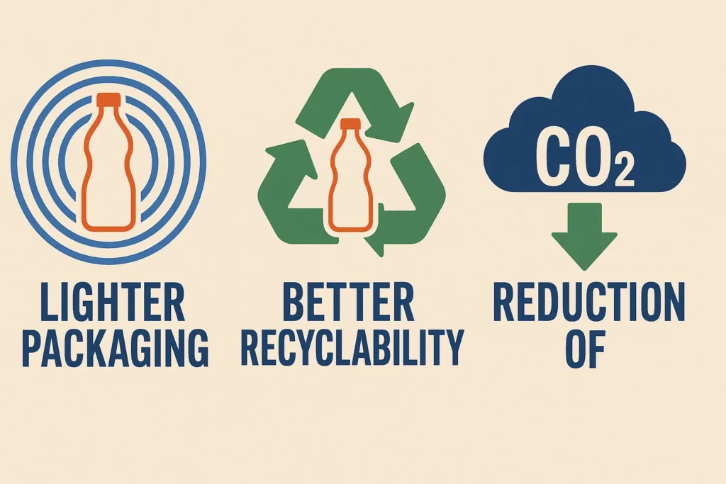 Ublo packaging benefits: lighter packaging, better recyclability, and CO2 reduction